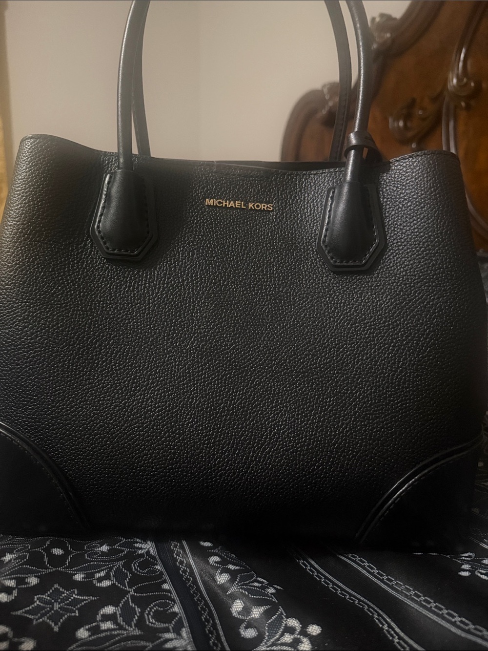 Michael Kors Black Pebbled Leather Satchel